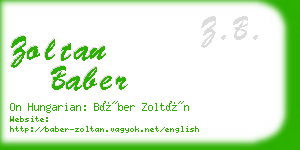 zoltan baber business card